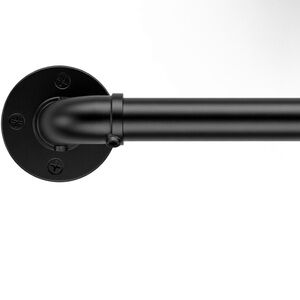 Industrial Black Metal Curtain Rod 66”-120”